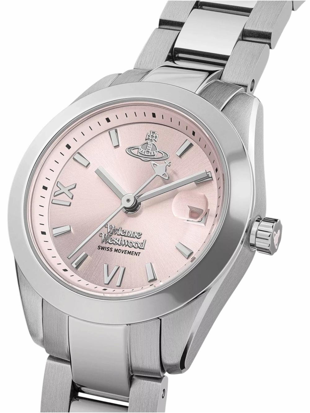 Vivienne Westwood Silver / Pink Saturn logo Watch with box NwT
